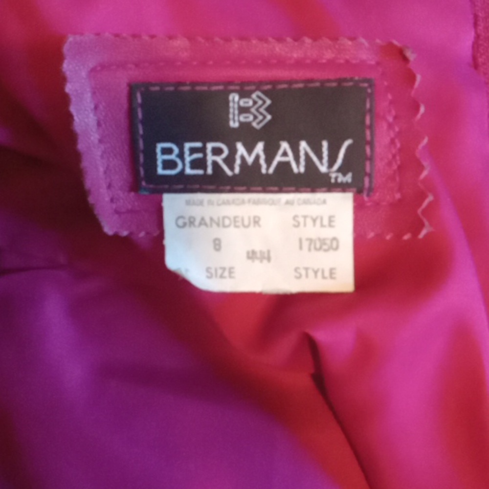 VINTAGE 80's Magenta Leather /Suede Dress - Picture 10 of 13